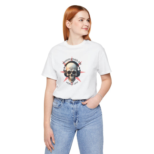 Skull Headphones Graphic Tee - Headphones On, World Off