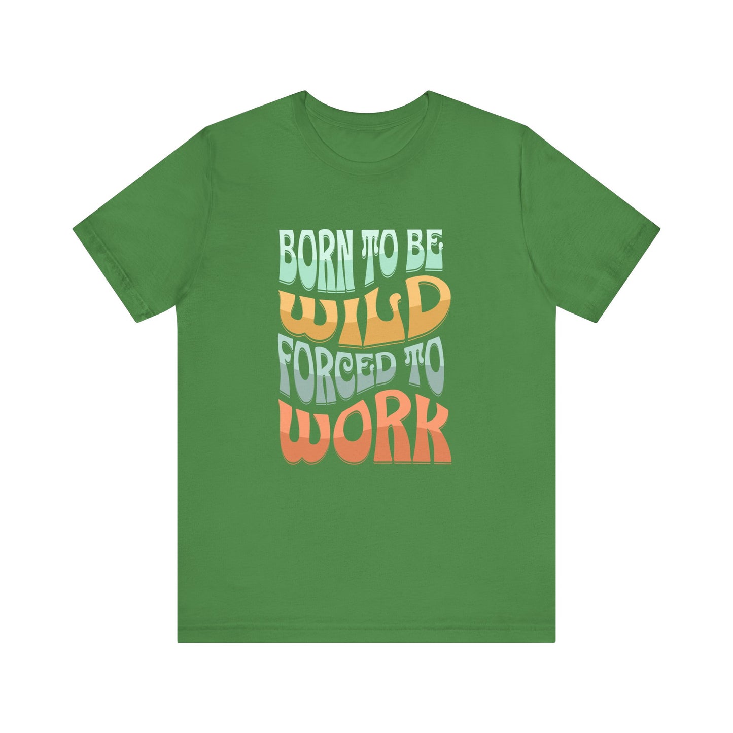 The D&B Apparel Born to Be Wild Unisex Jersey Tee is a fun casual shirt for adventurers, featuring retro-style text in vibrant white, orange, and yellow on soft Airlume cotton, blending comfort and style.