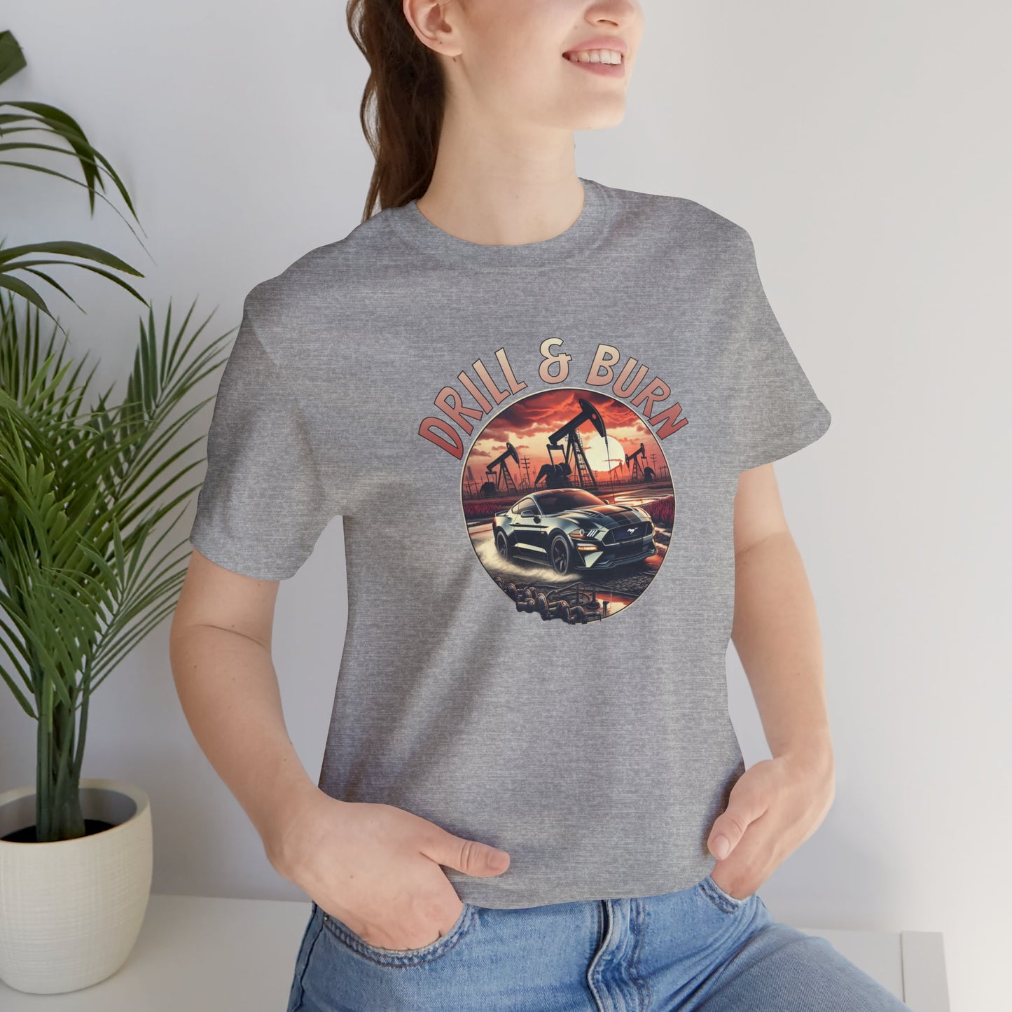 Retro Car Graphic Tee - 'Drill & Burn' Unisex Jersey Shirt