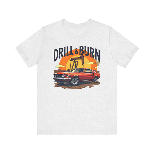 Classic Car Graphic Tee - 'Drill & Burn' Unisex Short Sleeve T-Shirt