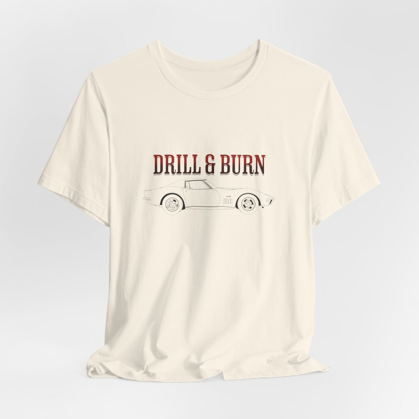 Unisex Jersey Tee - "Drill & Burn" Vintage Car Design