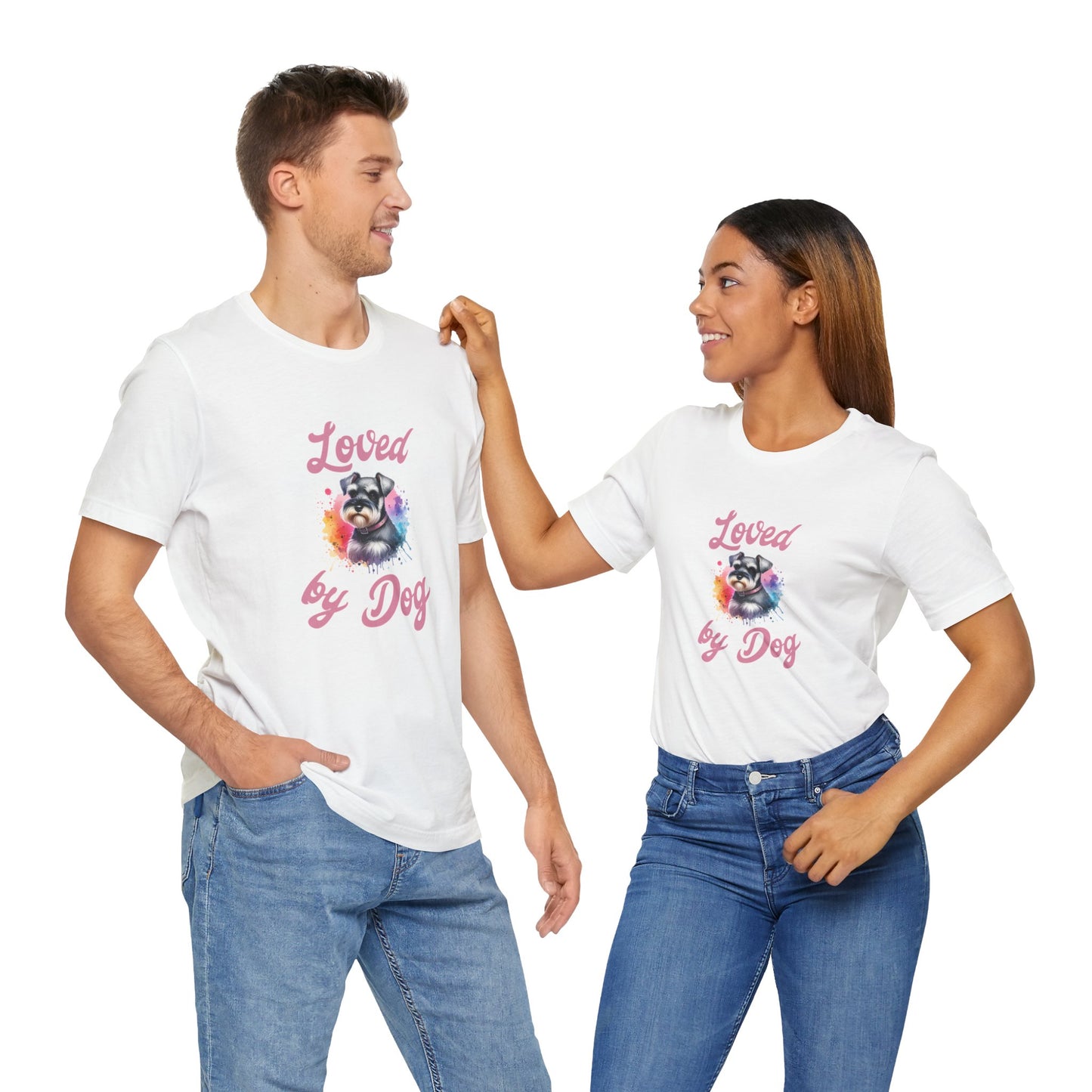 Loved by Dog Unisex Jersey Tee - Cute Miniature Schnauzer Lover Shirt