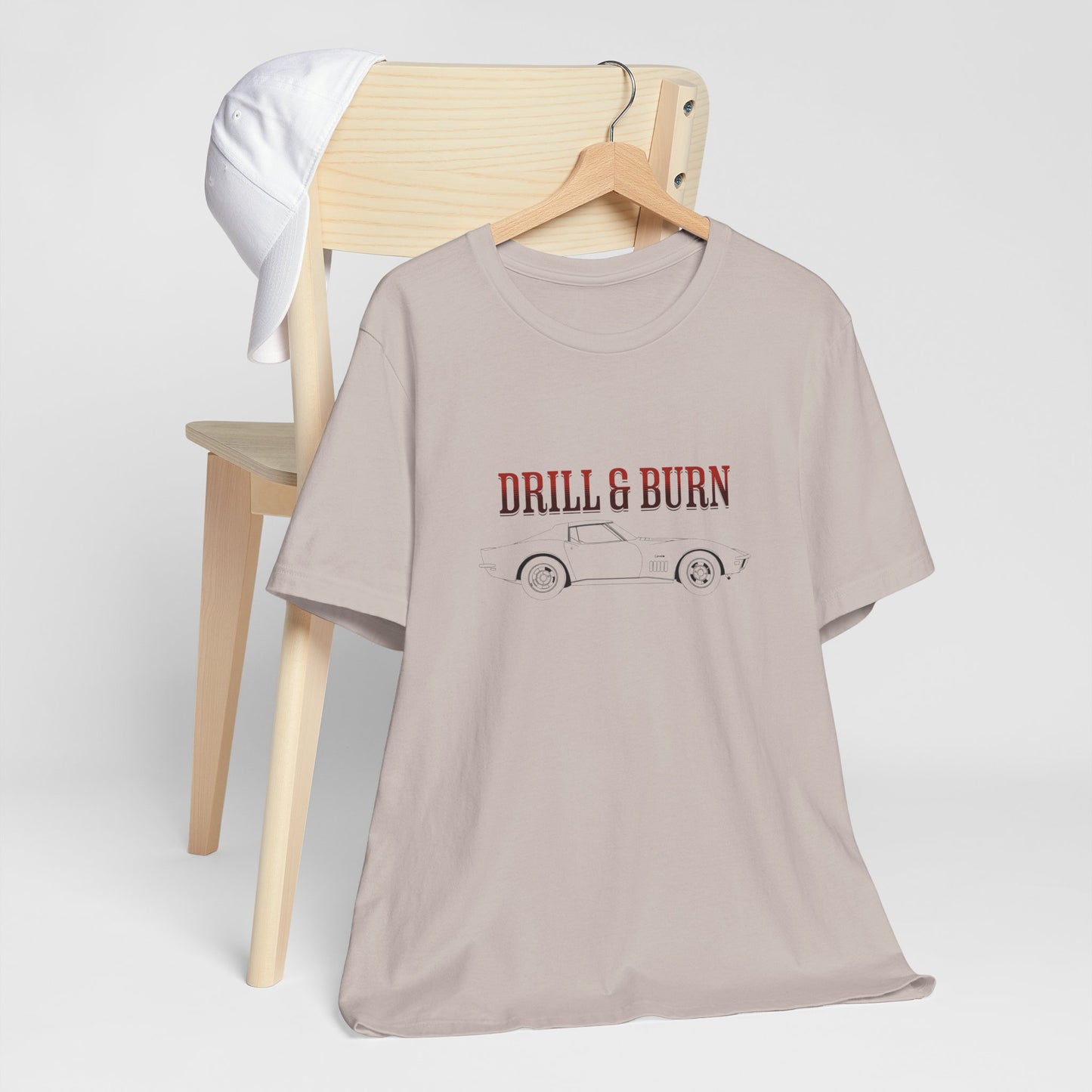 Unisex Jersey Tee - "Drill & Burn" Vintage Car Design
