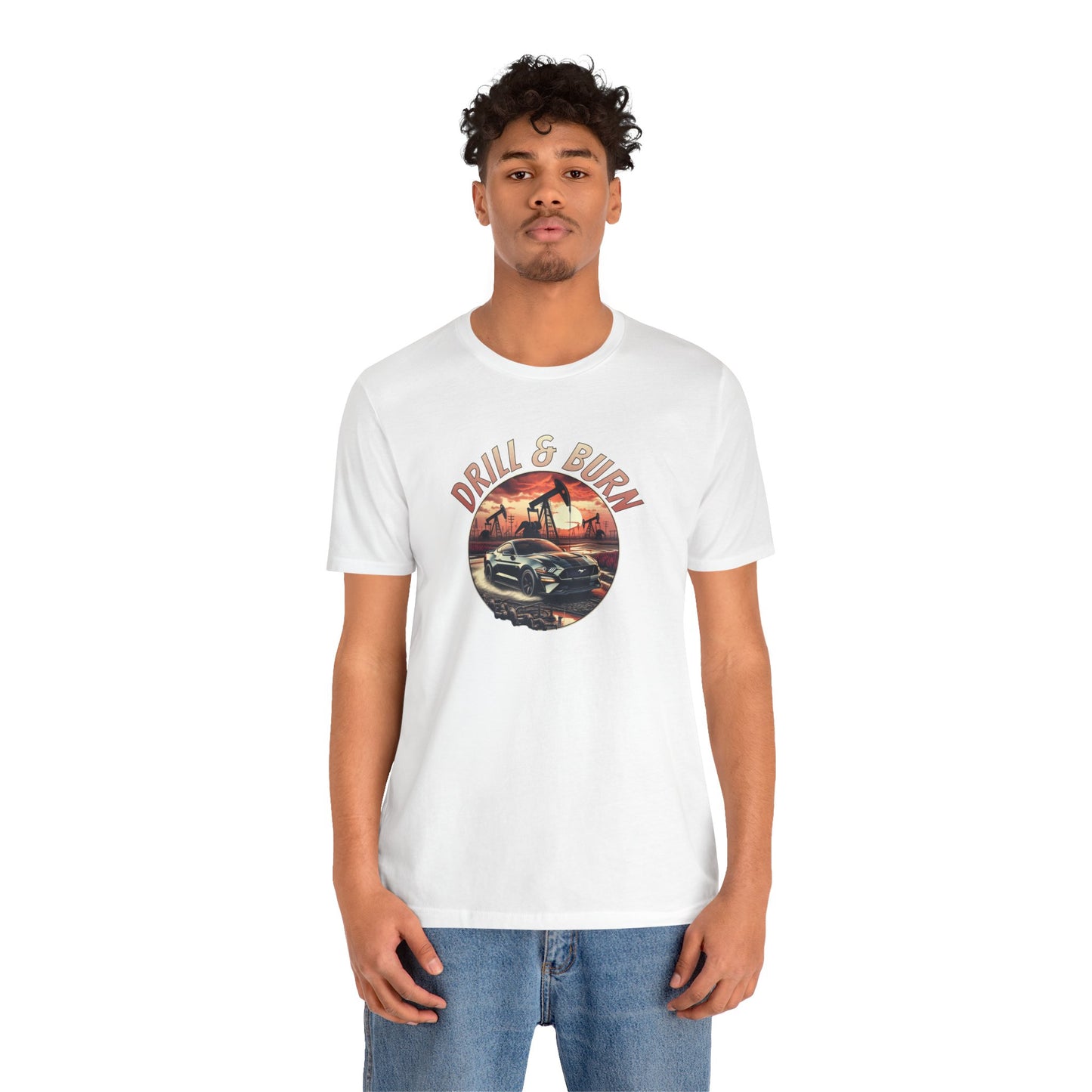 Retro Car Graphic Tee - 'Drill & Burn' Unisex Jersey Shirt