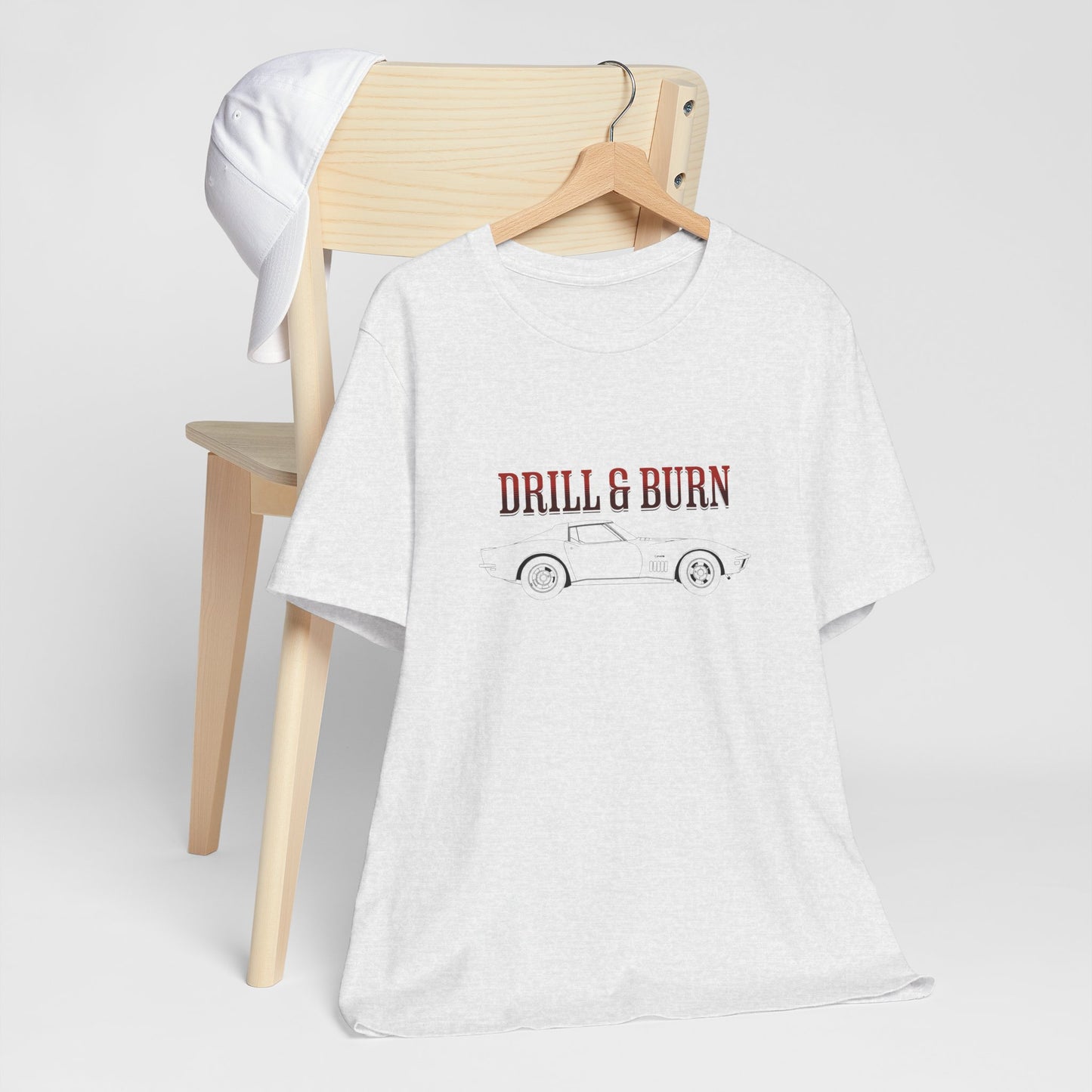 Unisex Jersey Tee - "Drill & Burn" Vintage Car Design