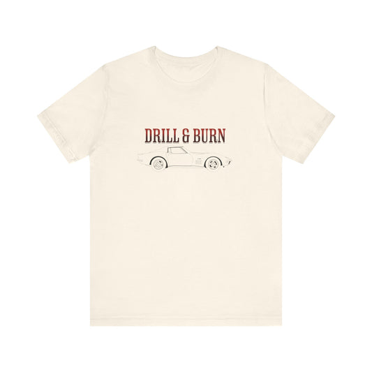 Unisex Jersey Tee - "Drill & Burn" Vintage Car Design