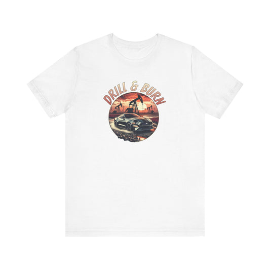 Retro Car Graphic Tee - 'Drill & Burn' Unisex Jersey Shirt