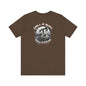 The Vintage Car Graphic Unisex Tee by Printify combines breathable comfort with casual style, showcasing a brown T-shirt with a black-and-white classic car and oil pumps graphic. The bold Drill & Burn text adds flair to this cool car art design.
