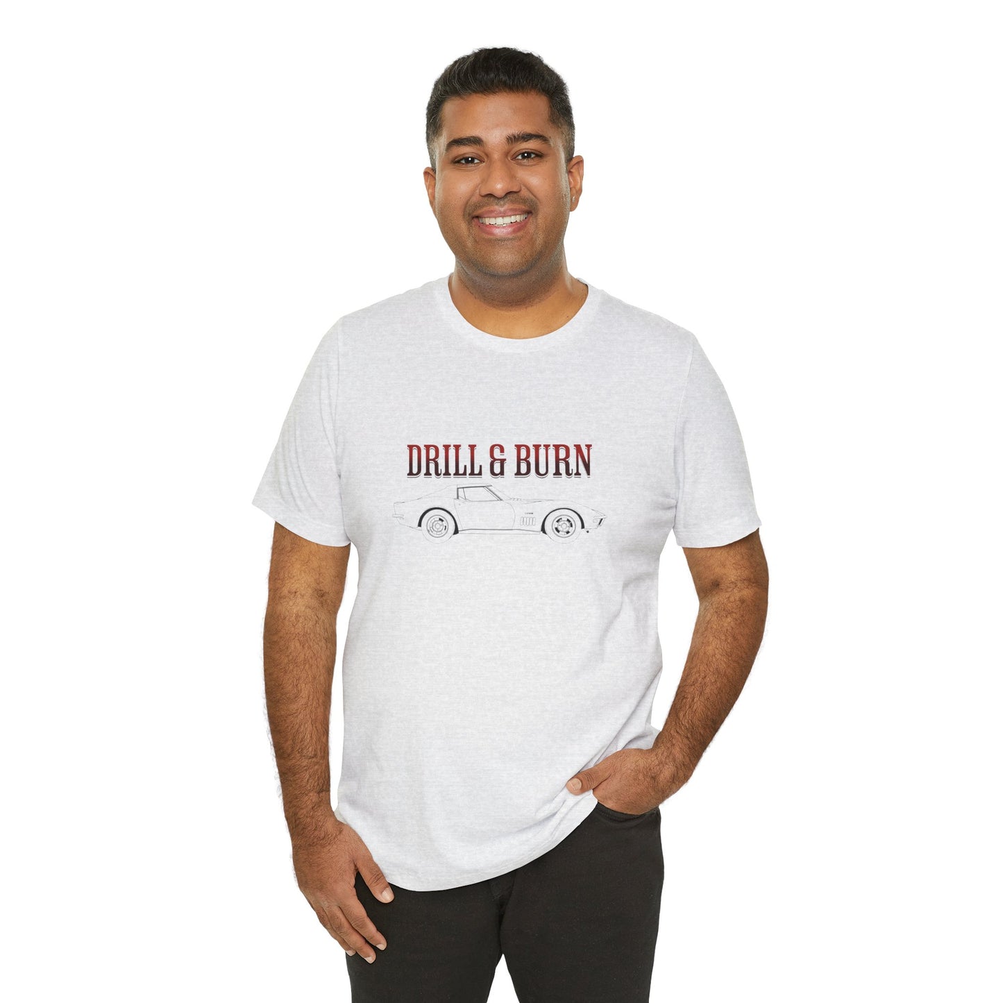 Unisex Jersey Tee - "Drill & Burn" Vintage Car Design
