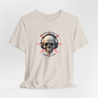 Skull Headphones Graphic Tee - Headphones On, World Off