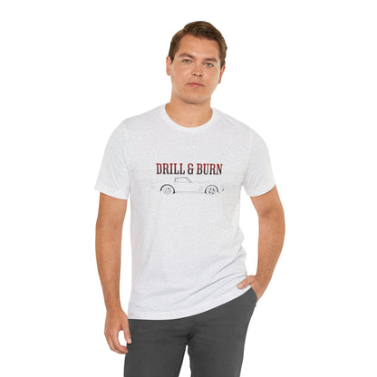 Unisex Jersey Tee - "Drill & Burn" Vintage Car Design
