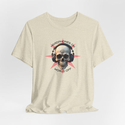 Skull Headphones Graphic Tee - Headphones On, World Off