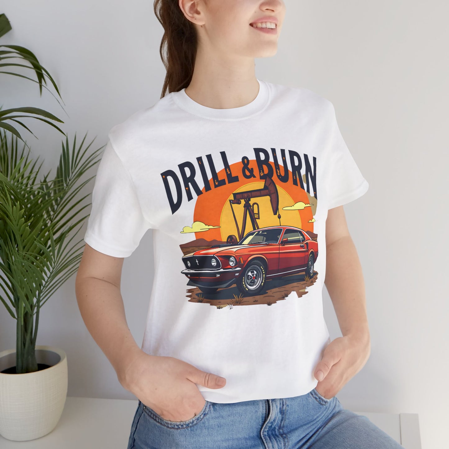Classic Car Graphic Tee - 'Drill & Burn' Unisex Short Sleeve T-Shirt