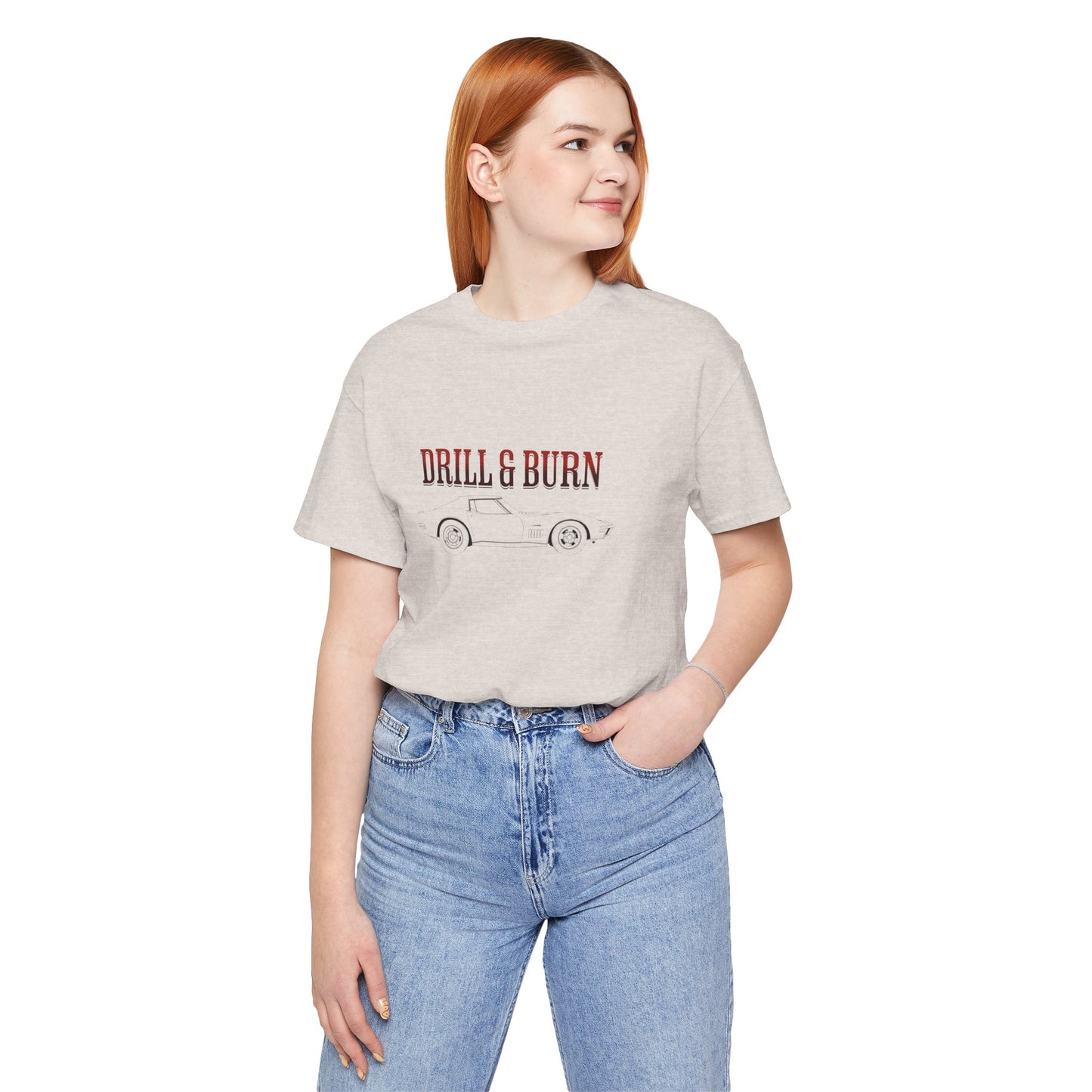 Unisex Jersey Tee - "Drill & Burn" Vintage Car Design