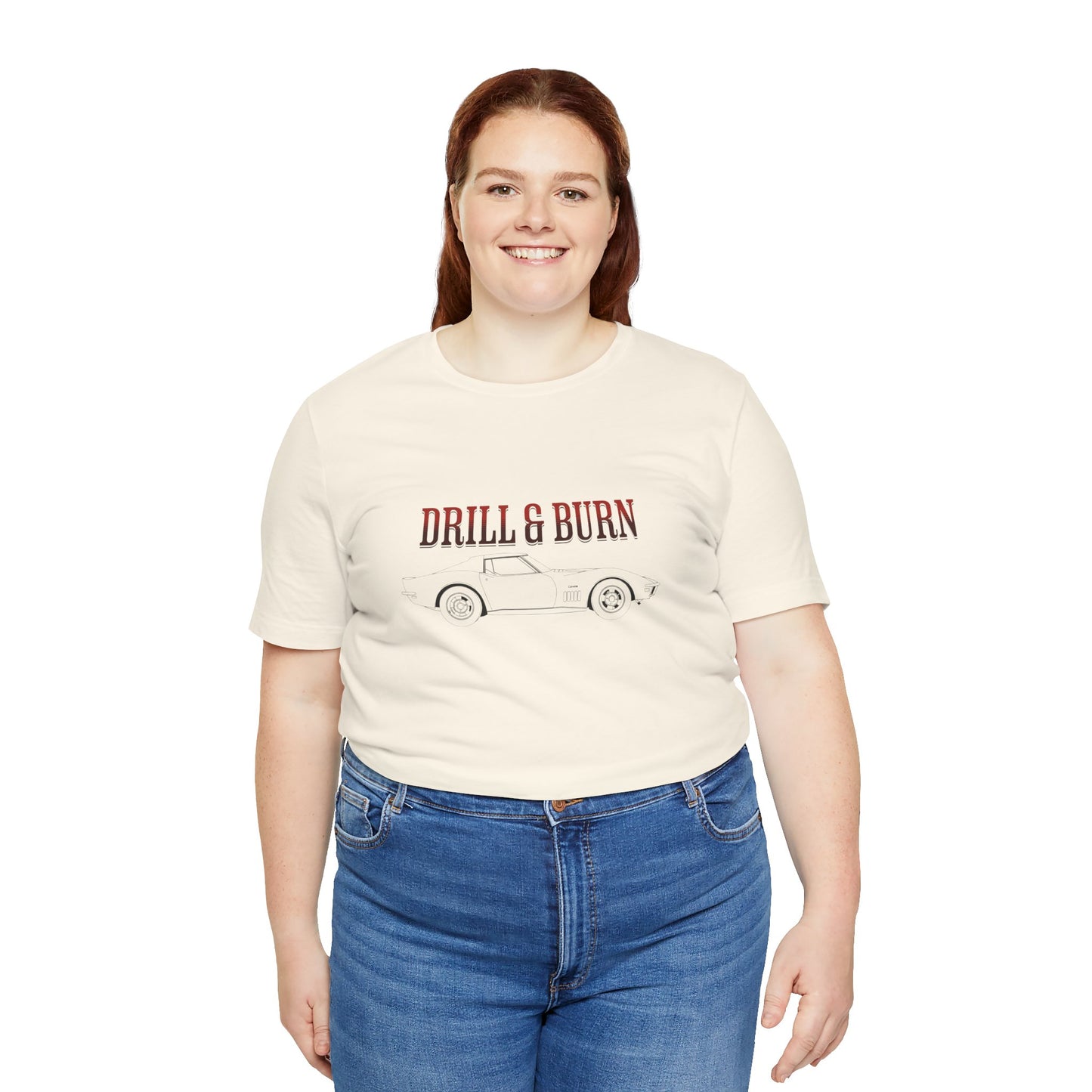 Unisex Jersey Tee - "Drill & Burn" Vintage Car Design
