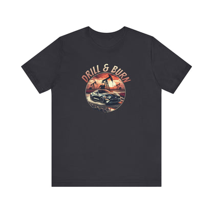 Retro Car Graphic Tee - 'Drill & Burn' Unisex Jersey Shirt