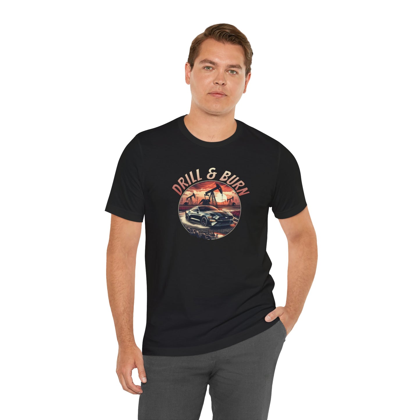 Retro Car Graphic Tee - 'Drill & Burn' Unisex Jersey Shirt