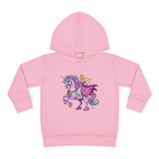 Toddler Hoodie — Princess Riding Unicorn Pullover (Pink)