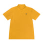 This D&B Apparel Mens Sport Polo in bright yellow features a small black FLOG logo with a flask. Perfect for golf, it includes moisture-wicking fabric, a classic collar, and three buttons for style and performance. Ideal for active lifestyles and casual outings.