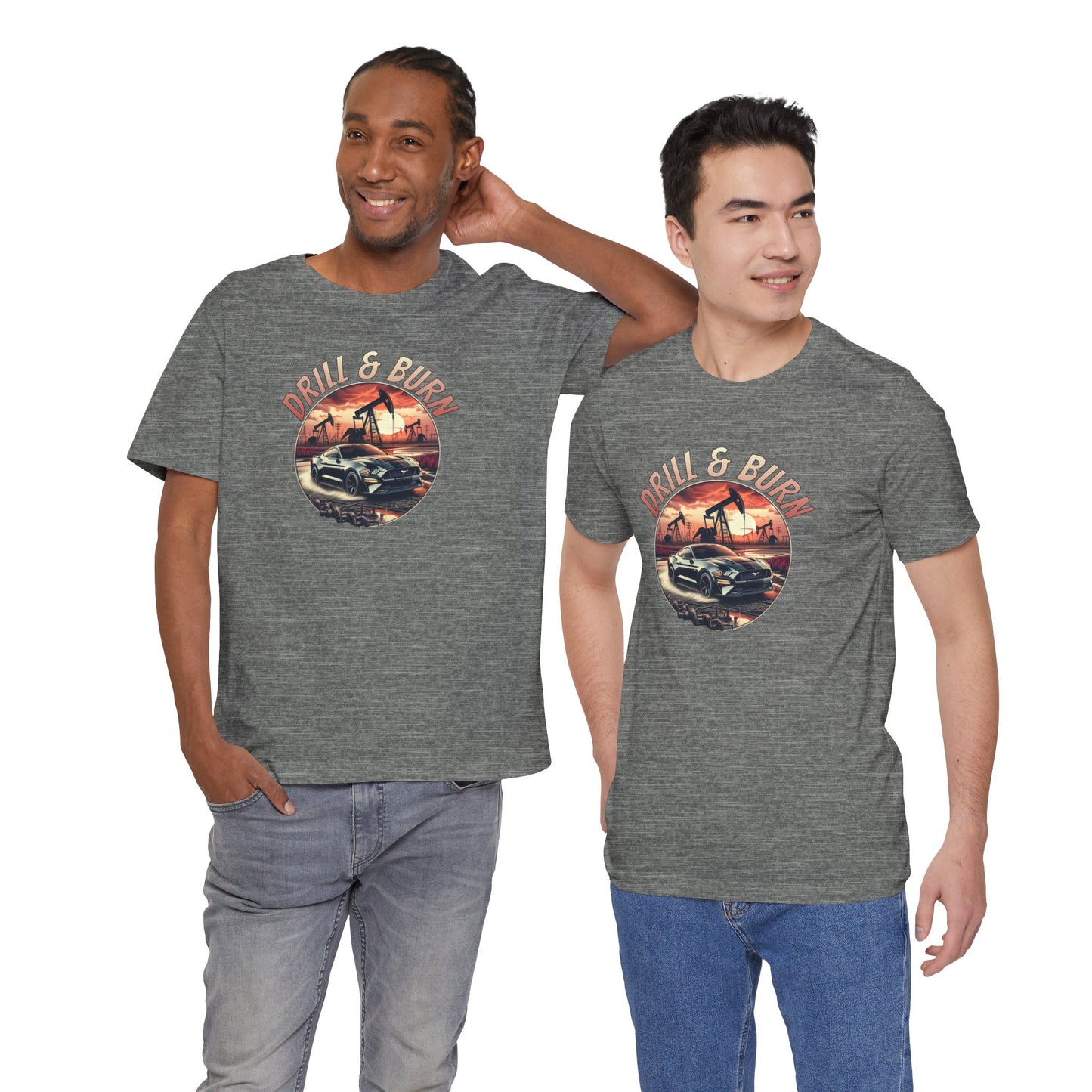 Retro Car Graphic Tee - 'Drill & Burn' Unisex Jersey Shirt