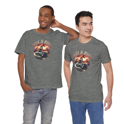 Retro Car Graphic Tee - 'Drill & Burn' Unisex Jersey Shirt