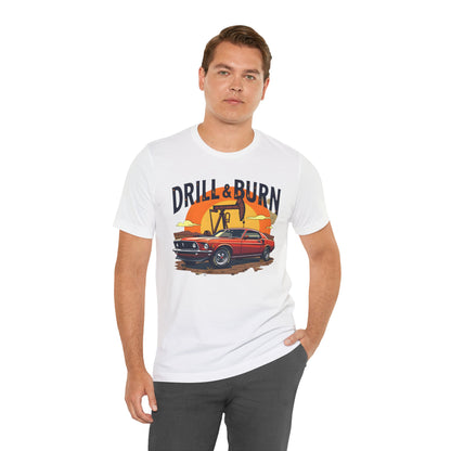 Classic Car Graphic Tee - 'Drill & Burn' Unisex Short Sleeve T-Shirt